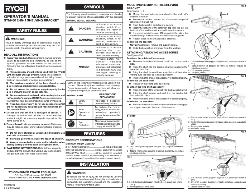 Página nº 1 - Manual de usuario RYOBI STM460