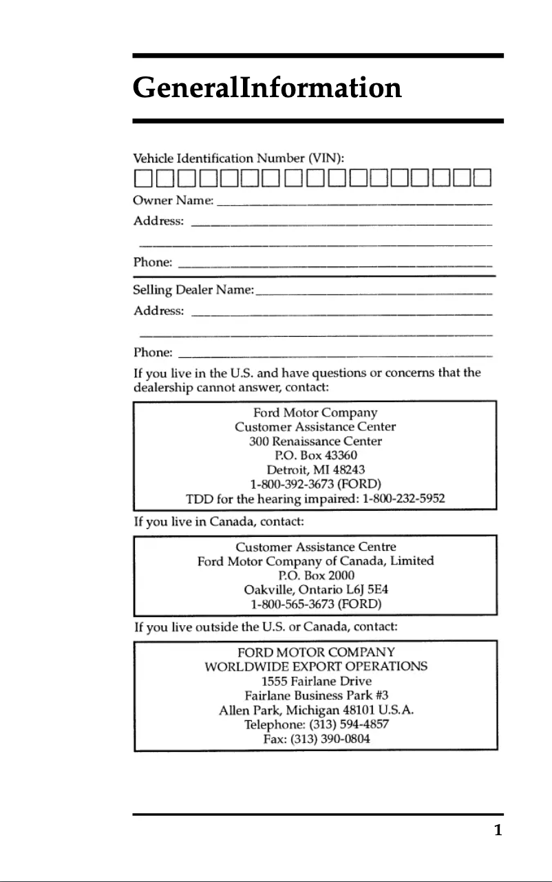 Página 1 del manual Manual de uso y mantenimiento Ford Windstar (1998)