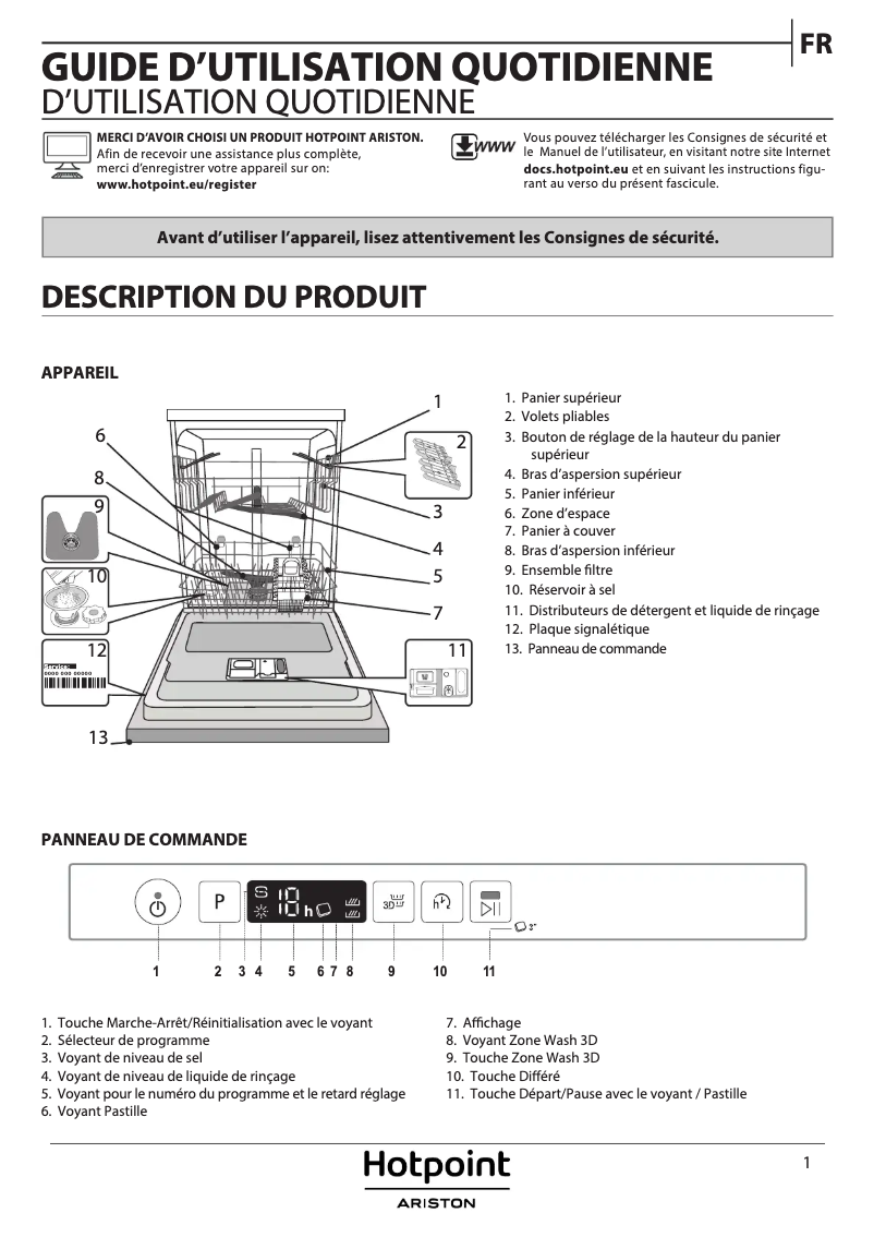 Página 1 del manual Manual de usuario Hotpoint HIO 3T141 W