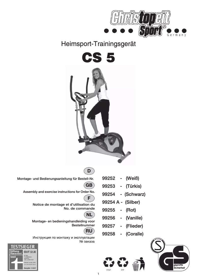 Imagen de la primera página del manual del dispositivo CS 5