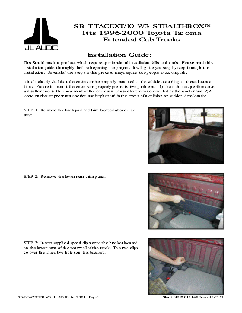 Imagen de la primera página del manual del dispositivo Stealthbox SB-T-TACEXT/10W3v3/GA
