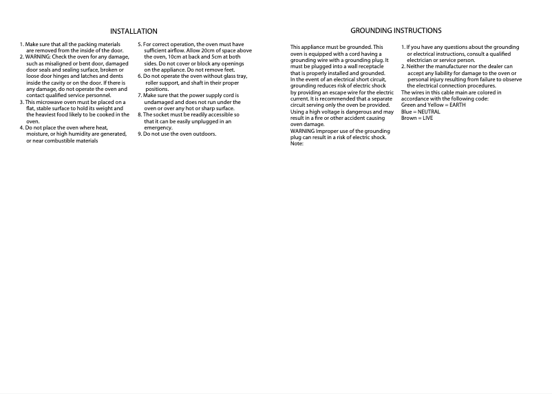 Página 1 del manual Guía de instalación Electrolux EMM2003W