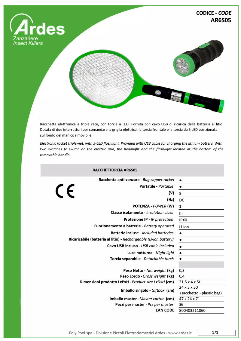 Imagen de la primera página del manual del dispositivo AR6S05