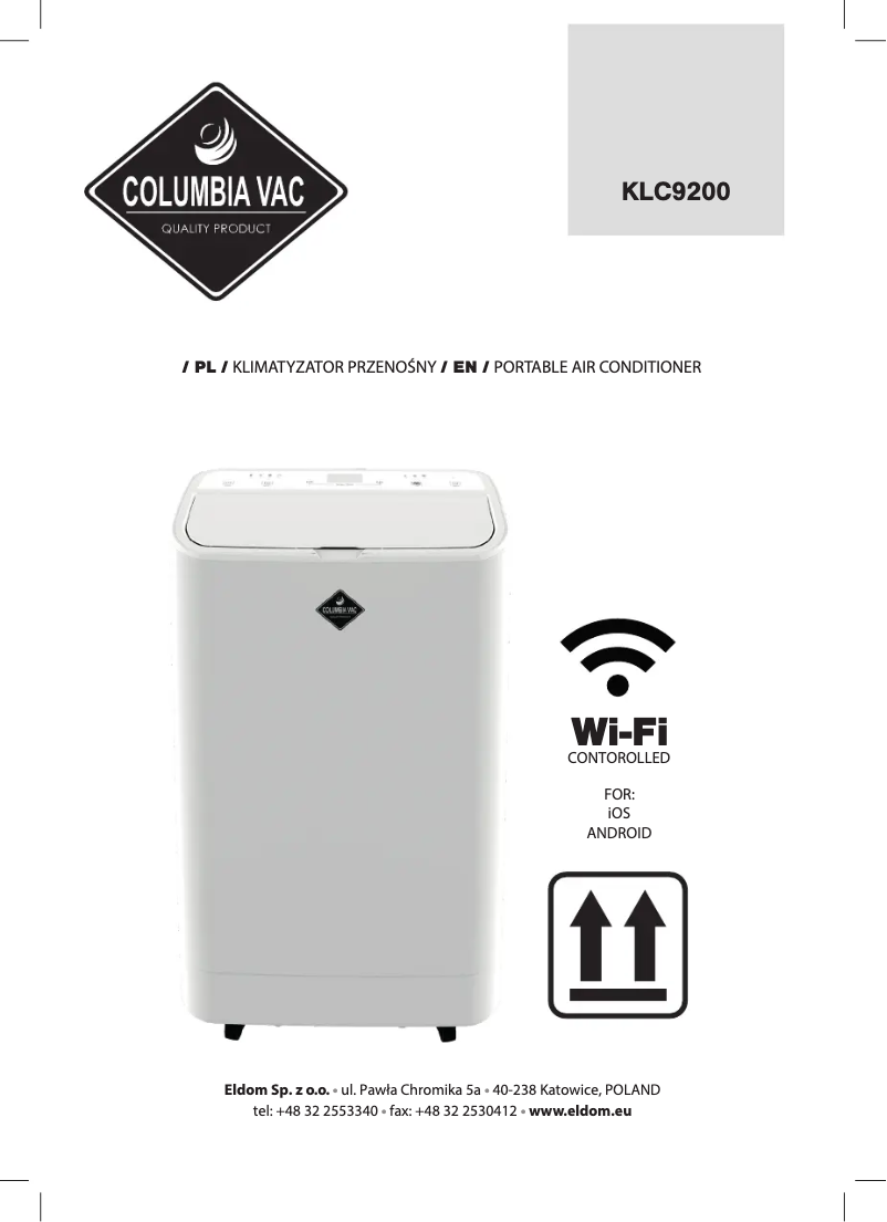 Imagen de la primera página del manual del dispositivo ColumbiaVac KLC9200