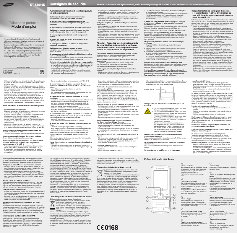 Página 1 del manual Manual de usuario Samsung GT-S5610K