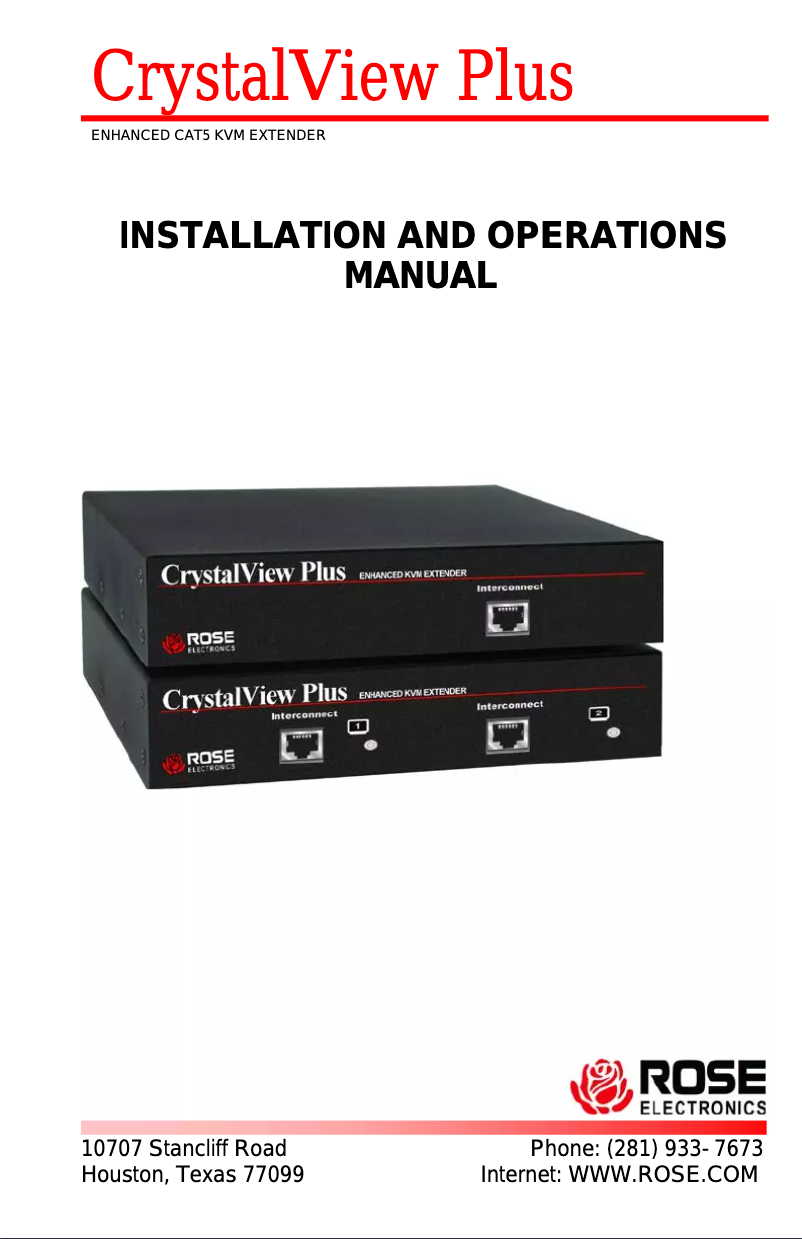 Página 1 del manual Manual de usuario Rose CrystalView Plus