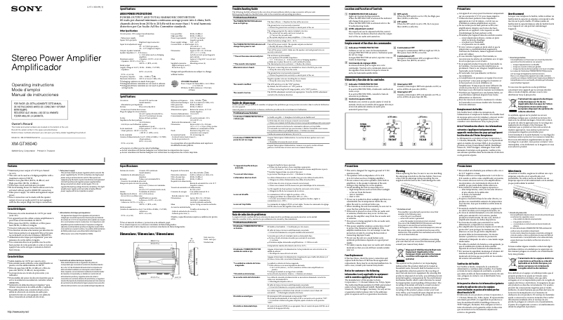 Página nº 1 - Manual de usuario Sony XM-GTX6040