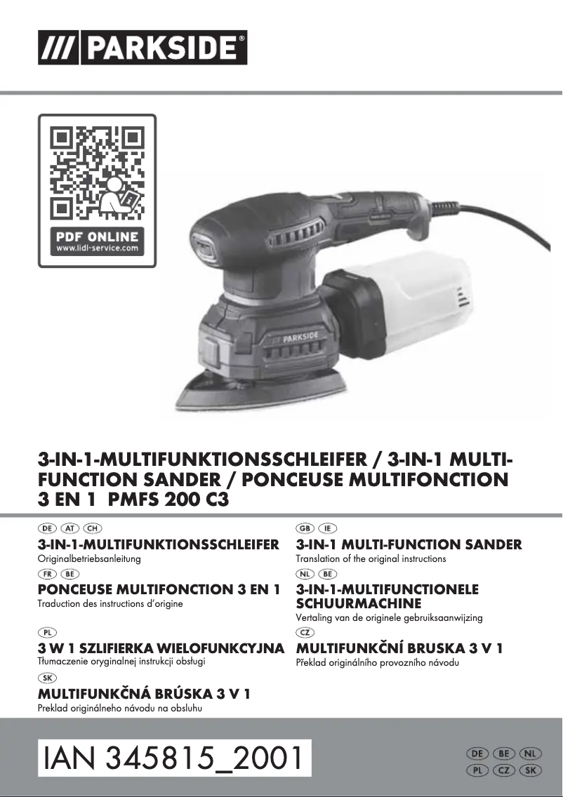 Página 1 del manual Manual de usuario Parkside PMFS 200 C3