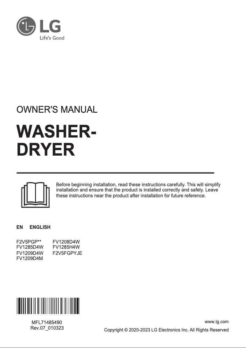 Imagen de la primera página del manual del dispositivo F2V5FGPYJE