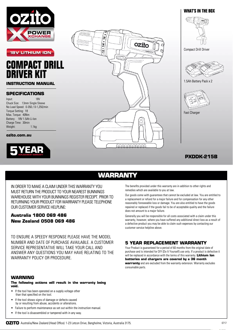 Imagen de la primera página del manual del dispositivo PXDDK-215B