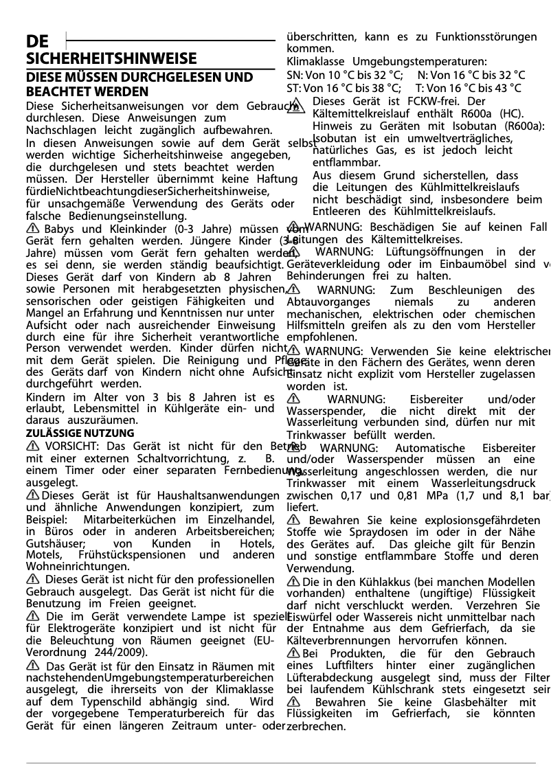 Página 1 del manual Instrucciones de seguridad Hotpoint SZ 12 A2 D/HA