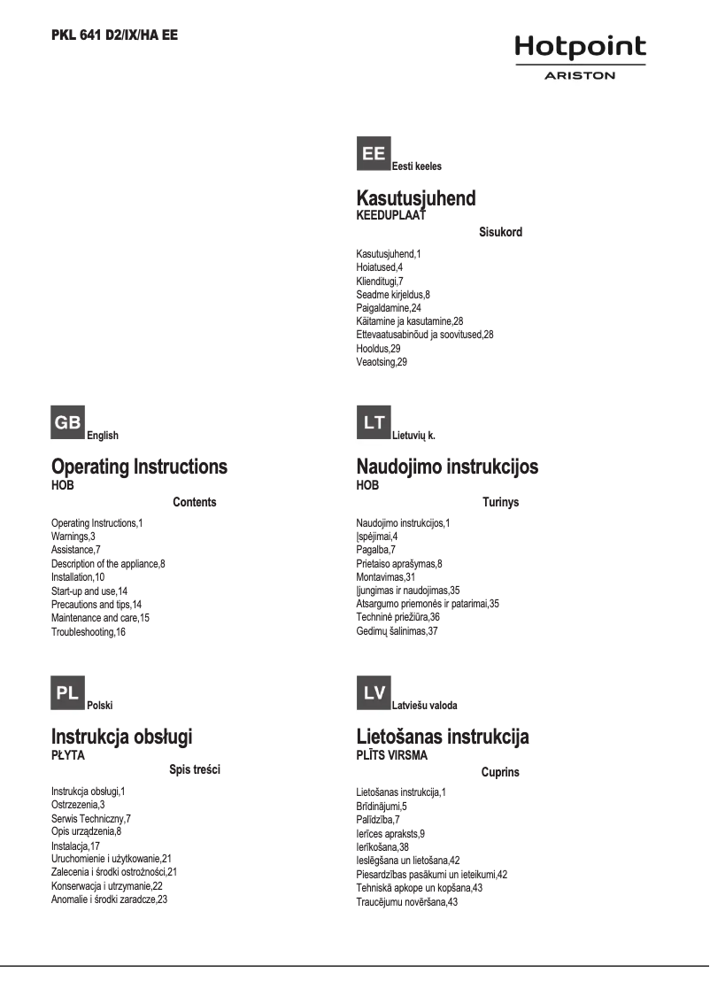 Imagen de la primera página del manual del dispositivo PKL 641 D2/IX/HA EE