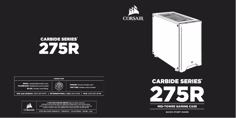 Página 1 del manual Manual de usuario Corsair Carbide Series 275R