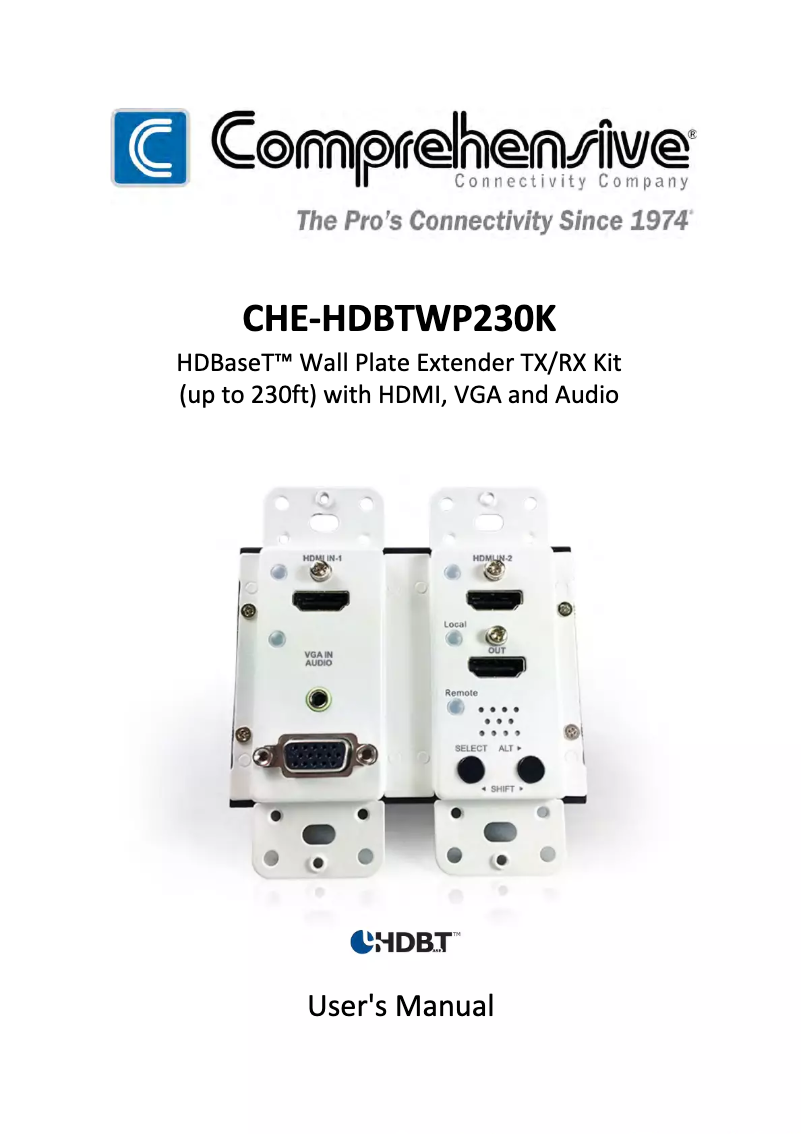 Página 1 del manual Manual de usuario Comprehensive CHE-HDBTWP230K