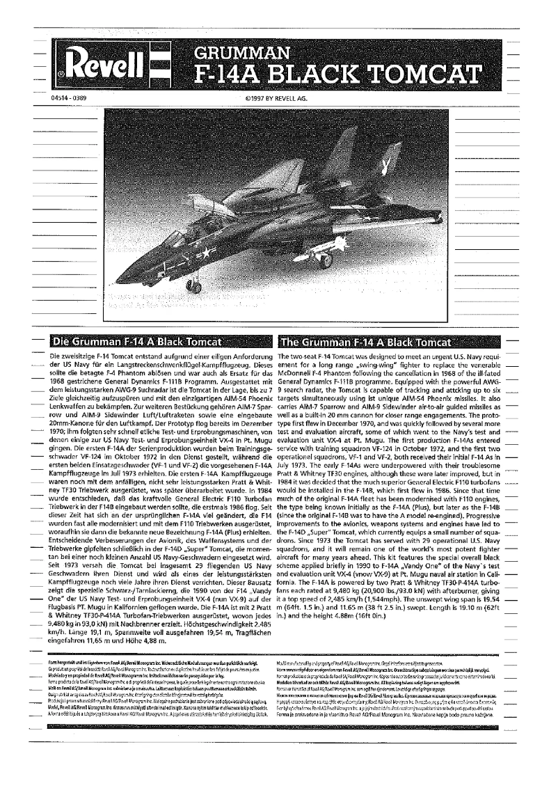 Página nº 1 - Manual de usuario Revell Grumman F-14A Black Tomcat