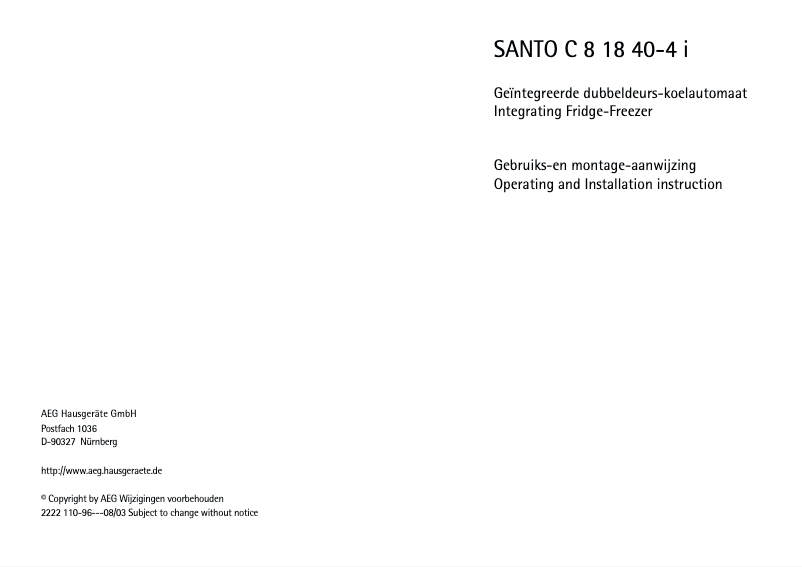 Página nº 1 - Manual de usuario AEG SC 81840 4I