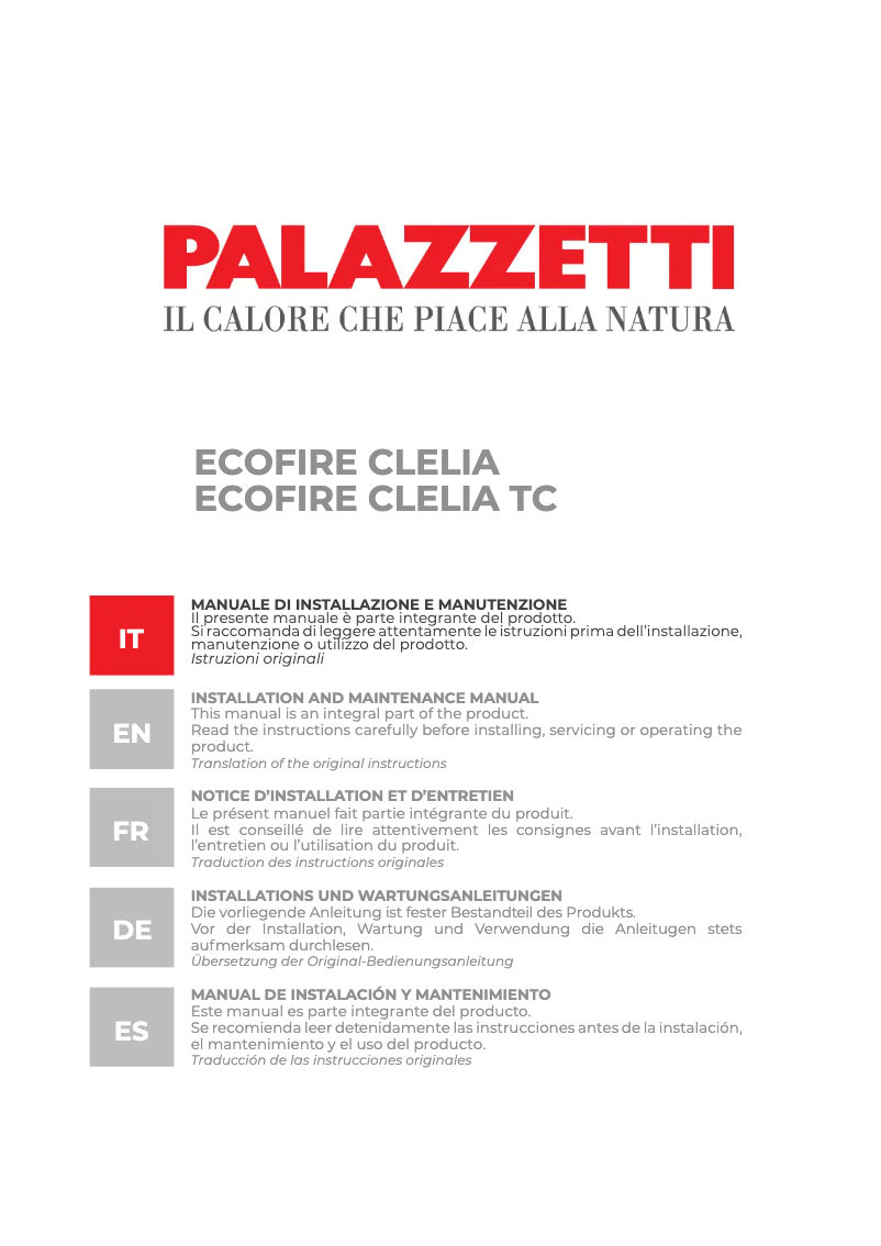 Página nº 1 - Manual de usuario Palazzetti CLELIA TC 12 US