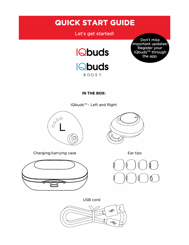 Imagen de la primera página del manual del dispositivo IQbuds BOOST