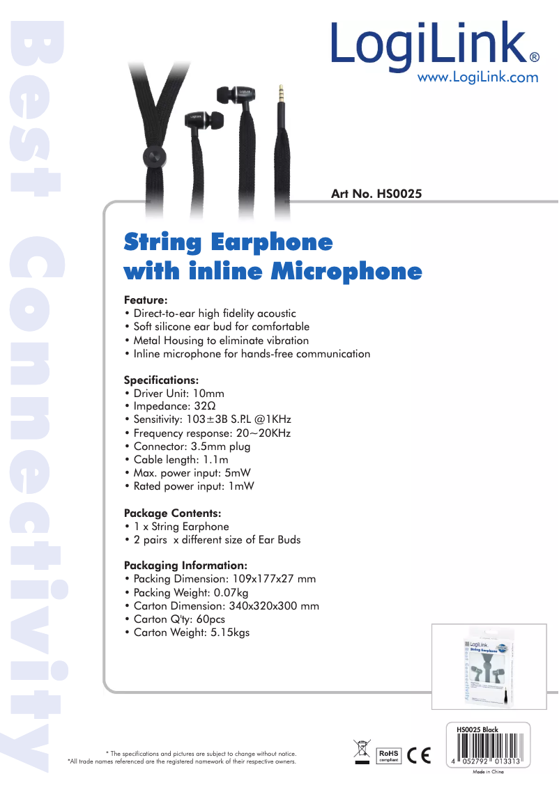 Imagen de la primera página del manual del dispositivo HS0025