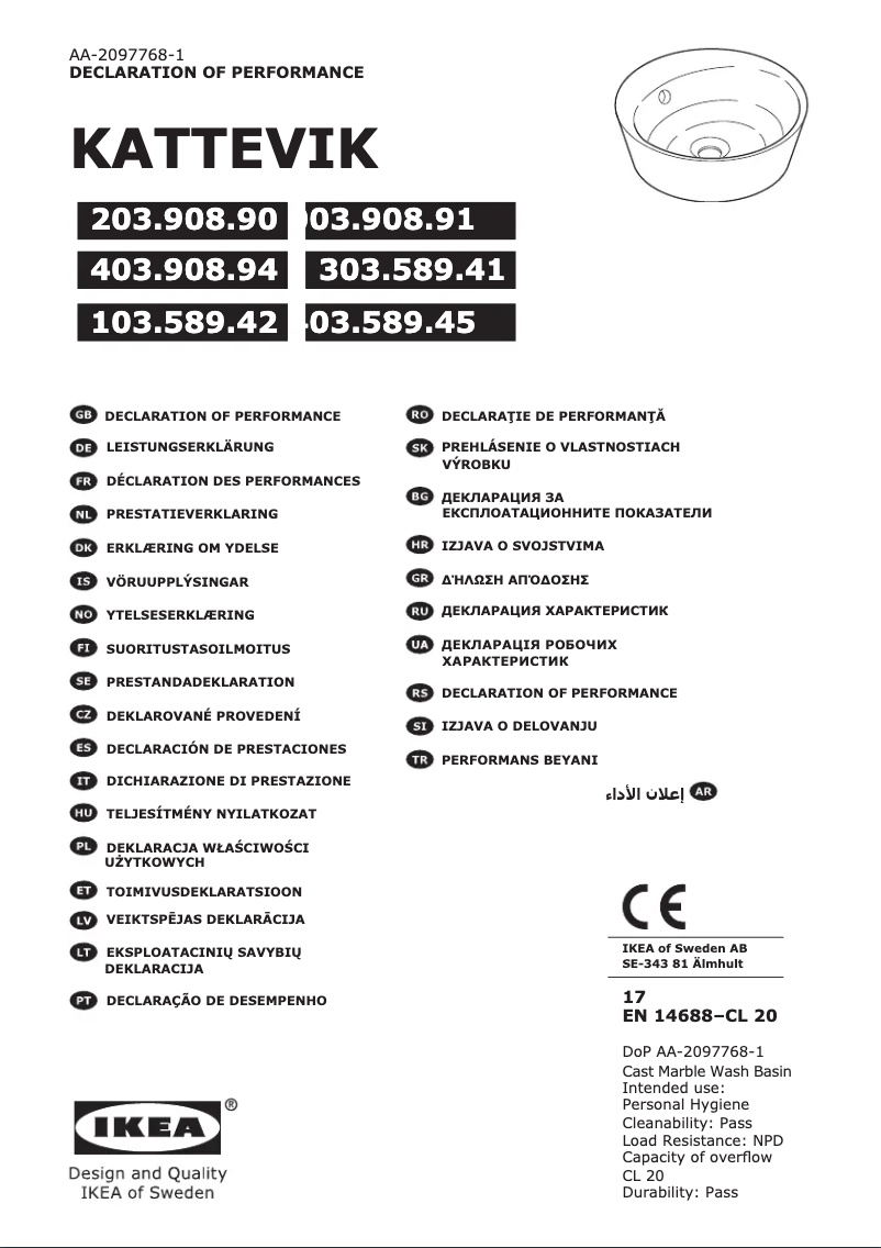 Página 1 del manual Manual de usuario Ikea KATTEVIK 203.908.90
