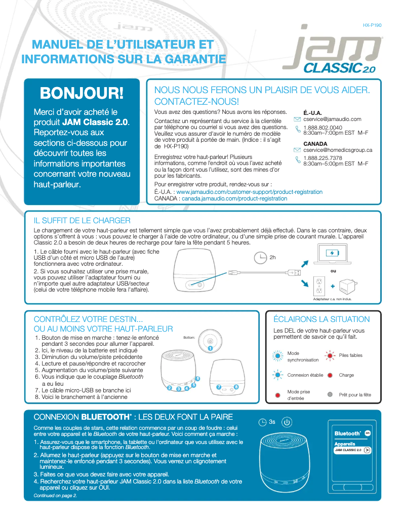 Página nº 1 - Manual de usuario Jam Classic 2.0 HX-P190