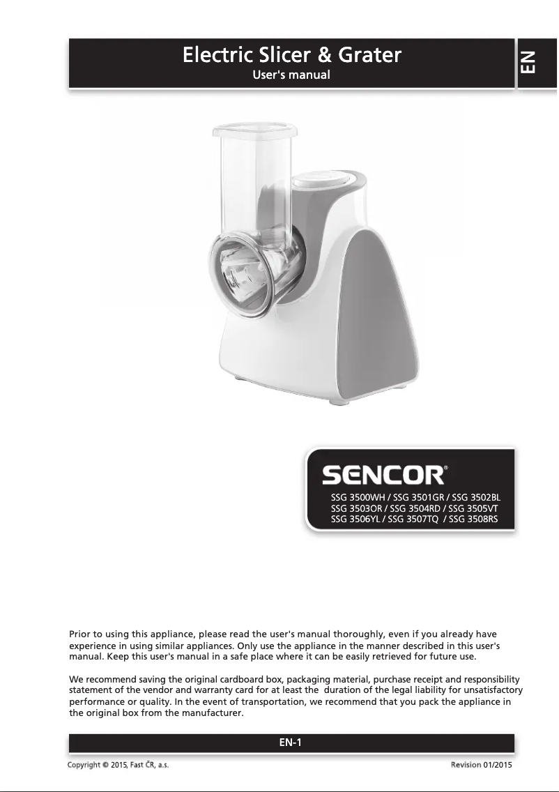 Página 1 del manual Manual de usuario Sencor SSG 3506YL