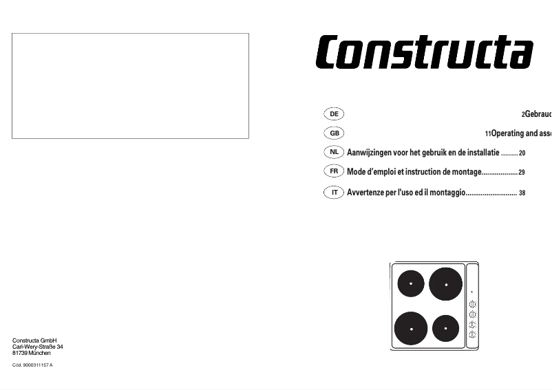 Imagen de la primera página del manual del dispositivo CA310150
