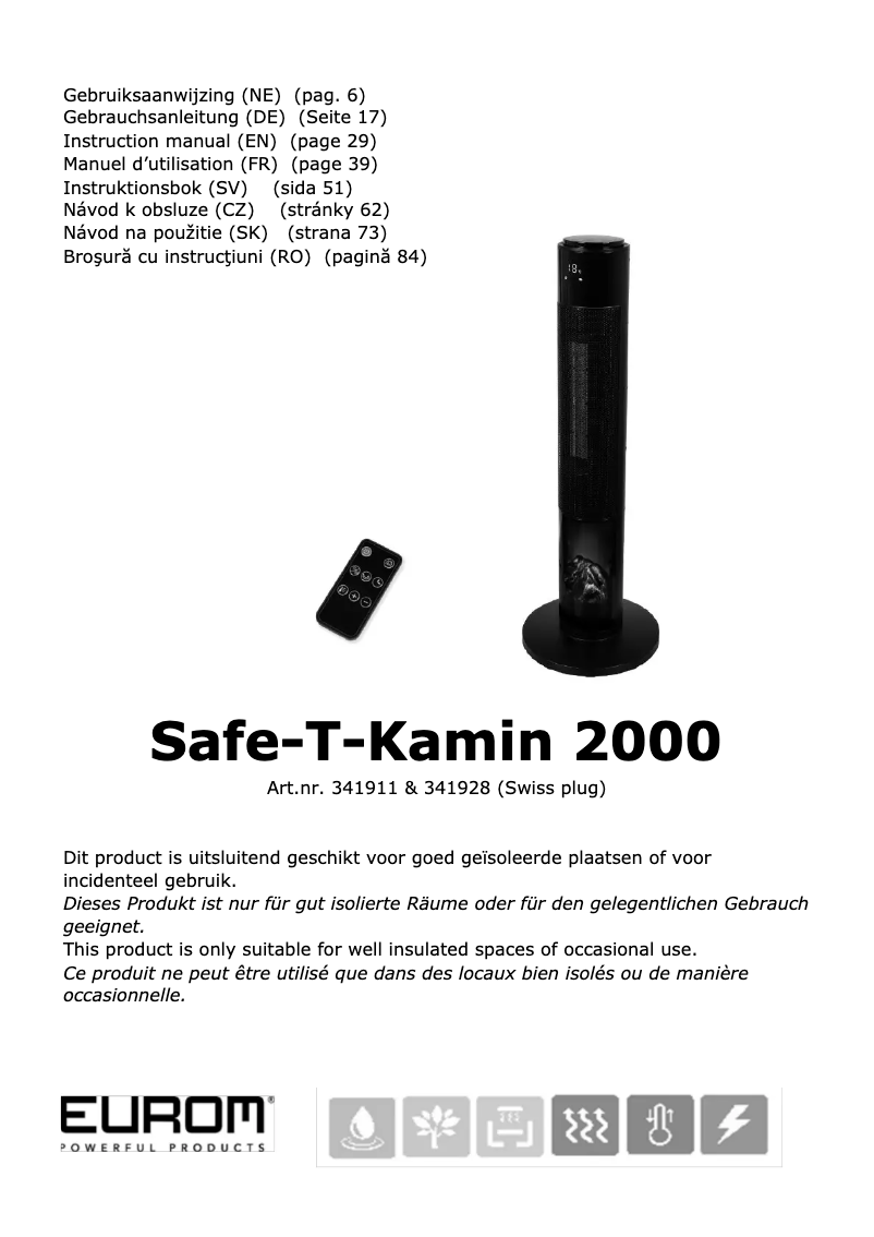 Imagen de la primera página del manual del dispositivo Safe-t-Kamin 2000