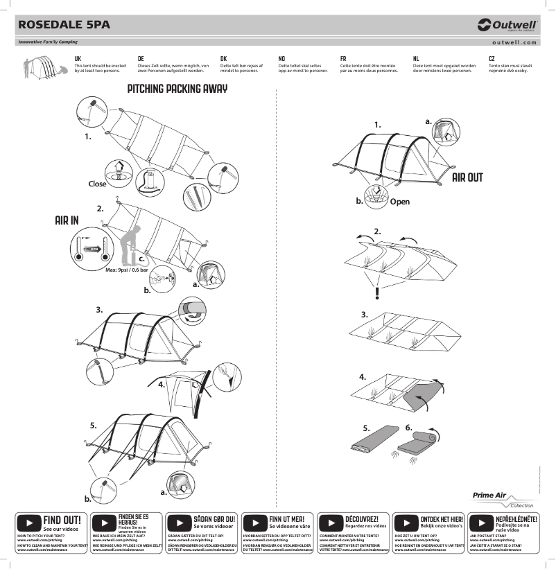 Página 1 del manual Manual de usuario Outwell Rosedale 5PA