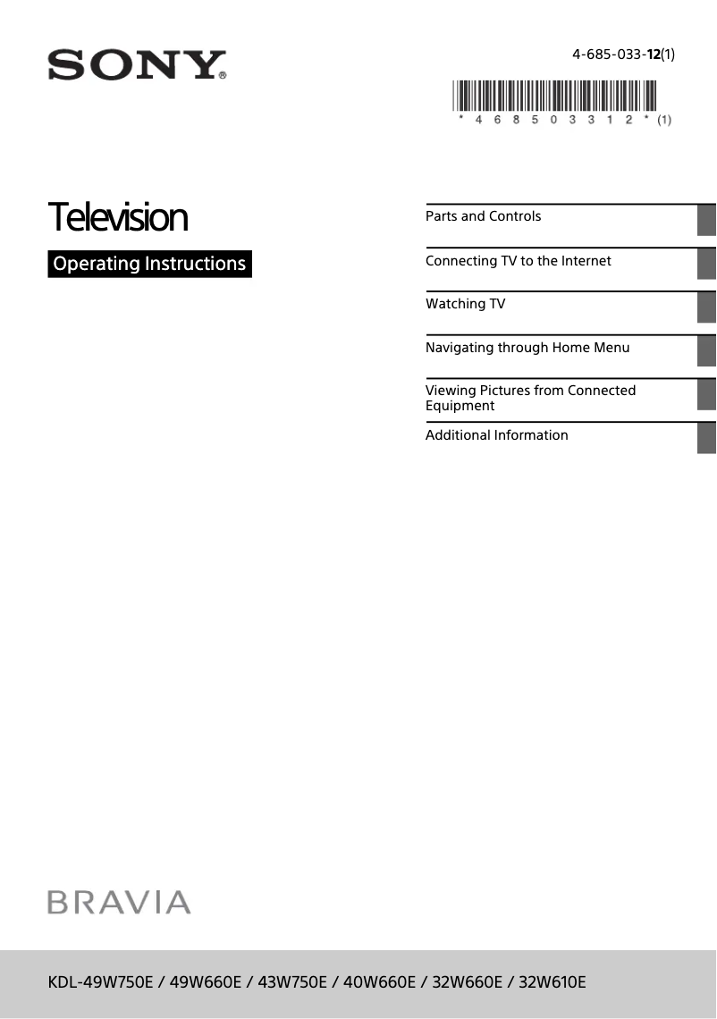 Página nº 1 - Manual de usuario Sony KDL-40W660E