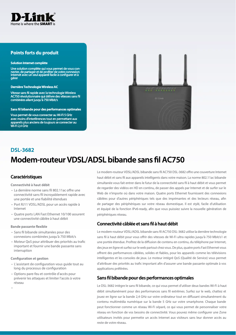 Página 1 del manual Ficha técnica D-Link DSL-3682