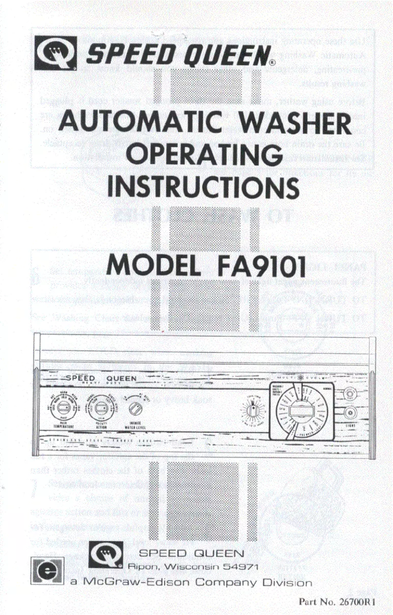 Página 1 del manual Manual de usuario Speed Queen FA9101