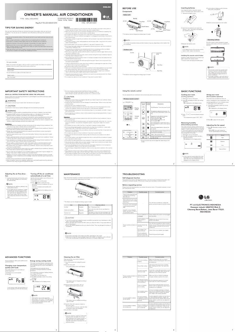 Página nº 1 - Manual de usuario LG T05NL