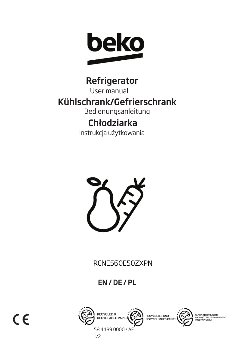 Página 1 del manual Manual de usuario Beko RCNE560E50ZXPN