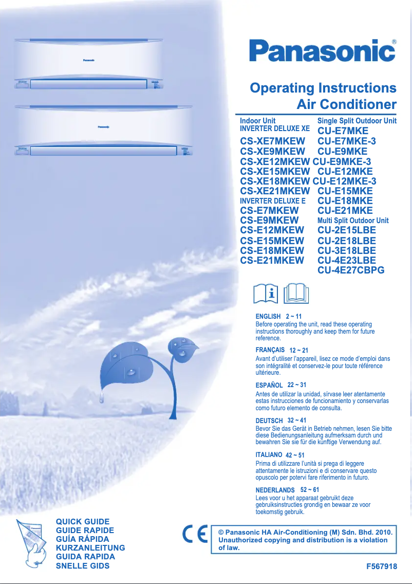 Página 1 del manual Manual de usuario Panasonic CS-E7MKEW