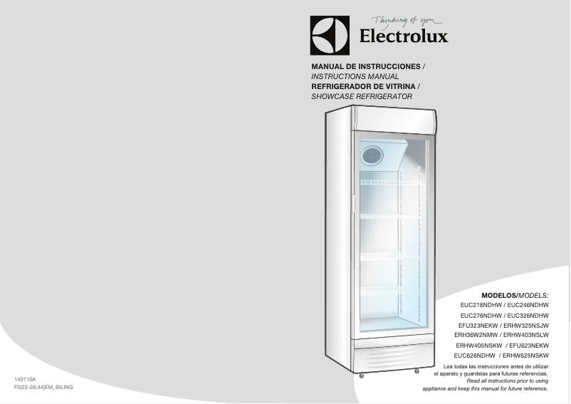 Imagen de la primera página del manual del dispositivo ERHW405NSKW