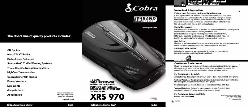 Imagen de la primera página del manual del dispositivo XRS 970