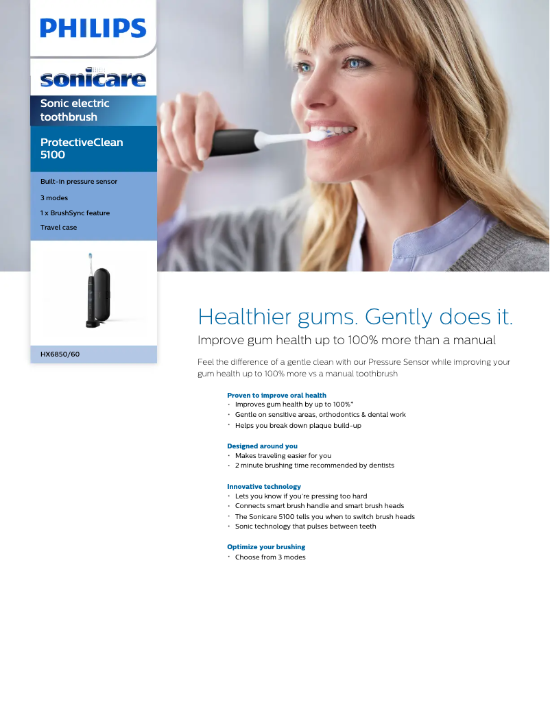 Página 1 del manual Ficha técnica Philips Sonicare ProtectiveClean 5100 HX6850