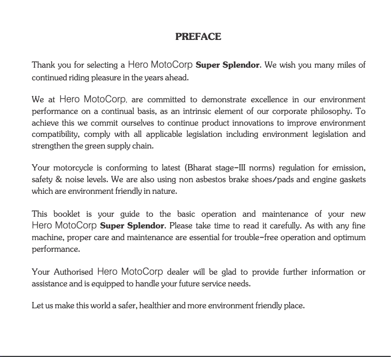 Imagen de la primera página del manual del dispositivo Super Splendor (2014)