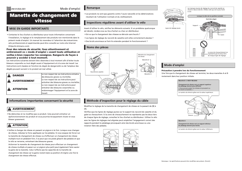 Página nº 1 - Manual de usuario Shimano SL-S7000-8