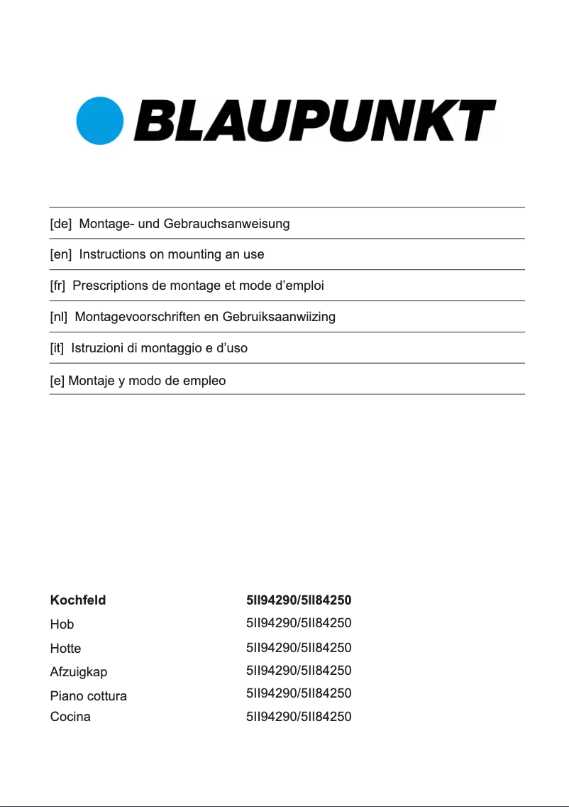 Página 1 del manual Manual de usuario Blaupunkt 5II94290
