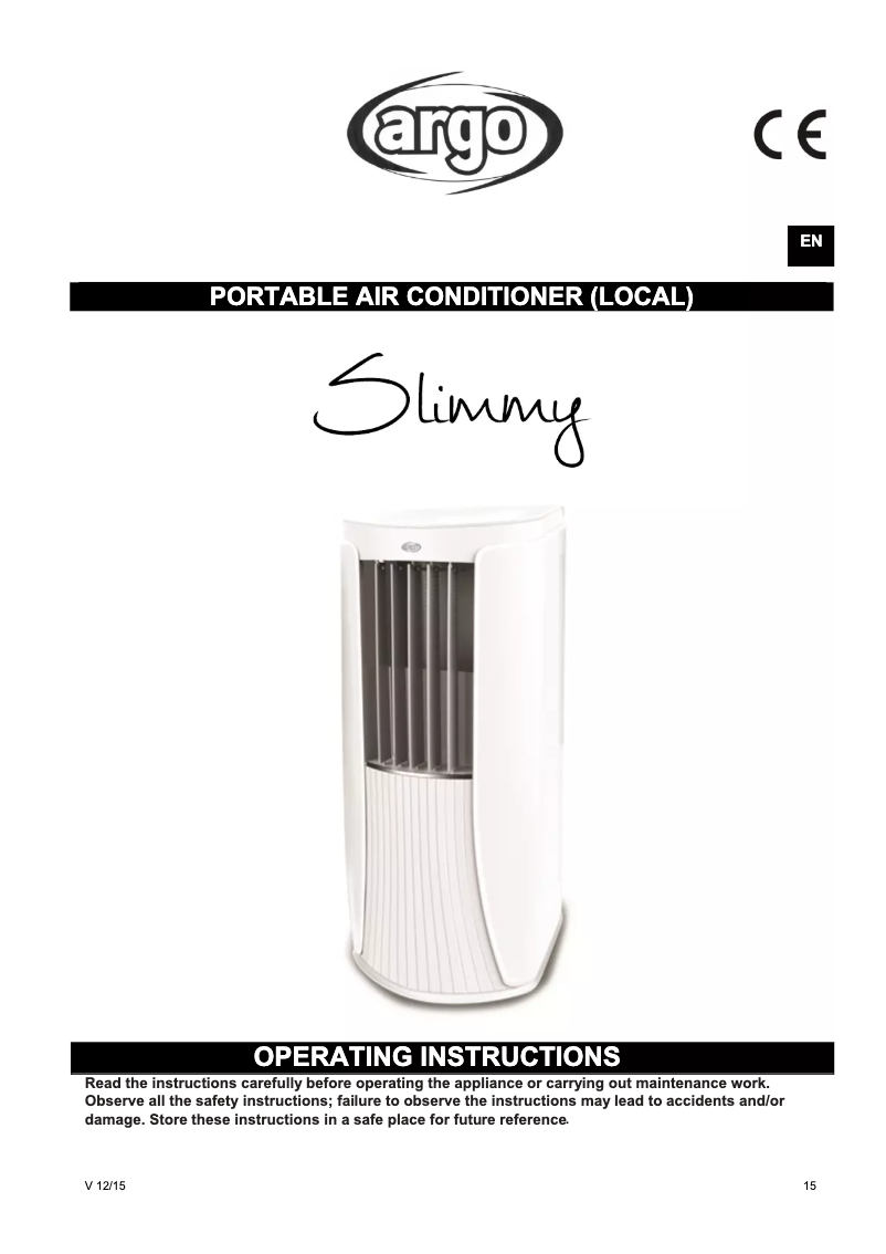 Página 1 del manual Manual de usuario Argoclima Slimmy