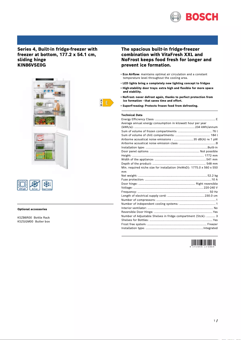 Imagen de la primera página del manual del dispositivo Serie 4 KIN86VSE0G