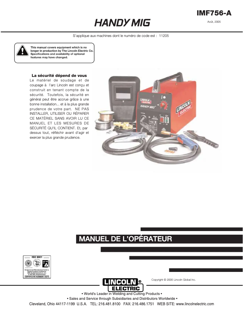 Imagen de la primera página del manual del dispositivo Handy MIG