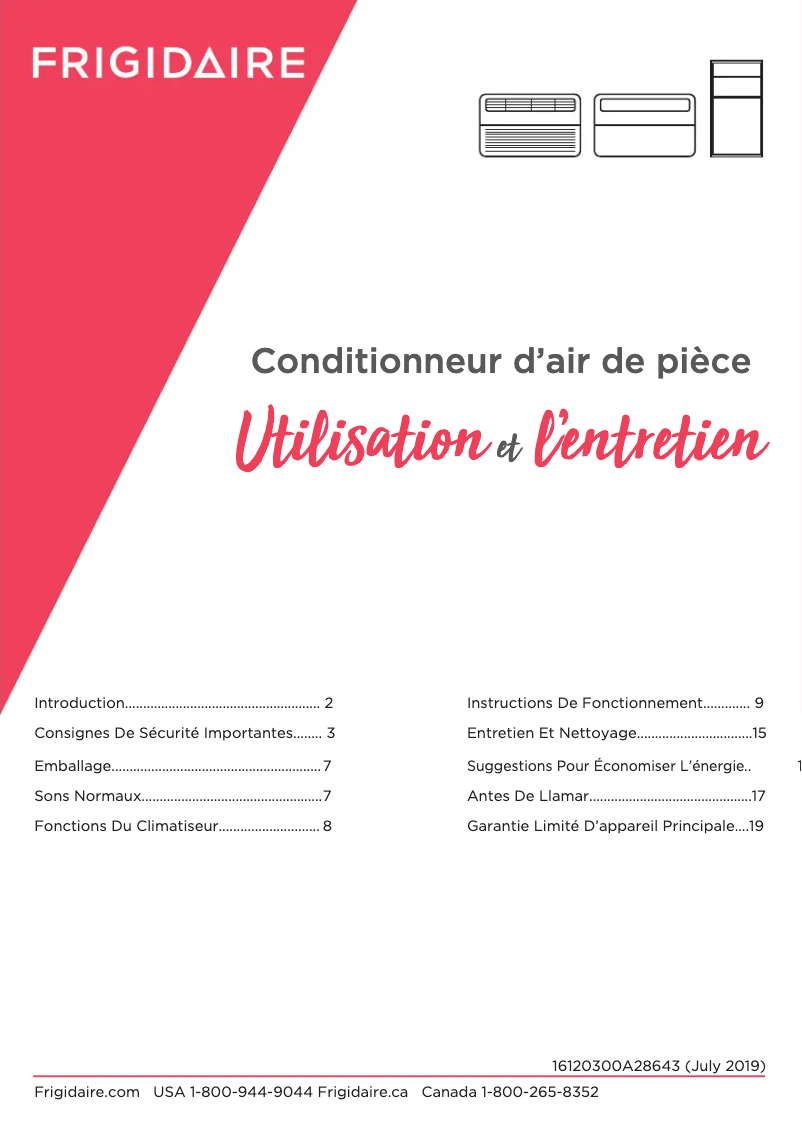 Página 1 del manual Manual de usuario Frigidaire FHWC084WB1