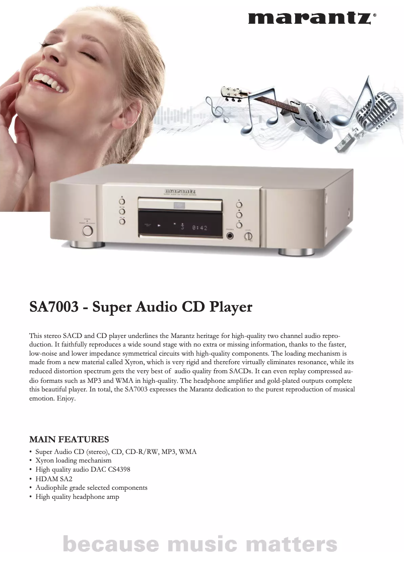 Página nº 1 - Manual de usuario Marantz SA7003