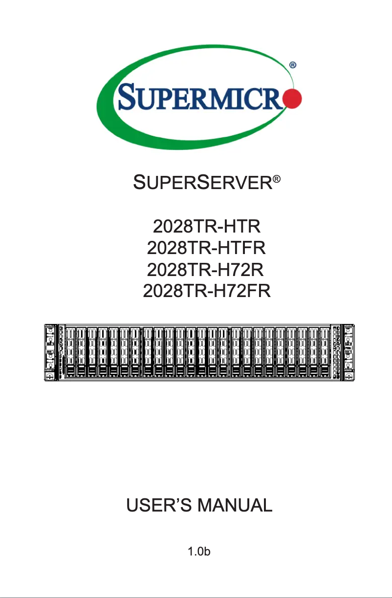 Imagen de la primera página del manual del dispositivo SuperServer 2028TR-H72FR