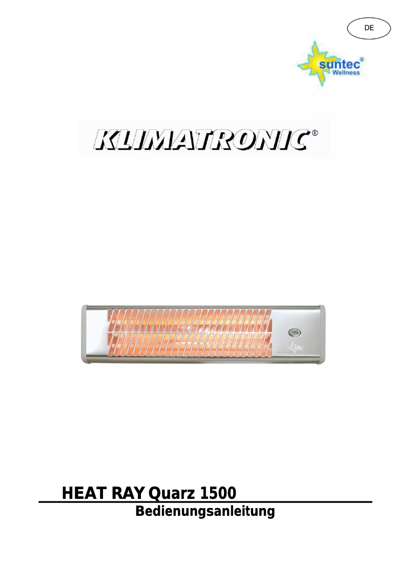 Imagen de la primera página del manual del dispositivo Heat Ray Quarz 1500