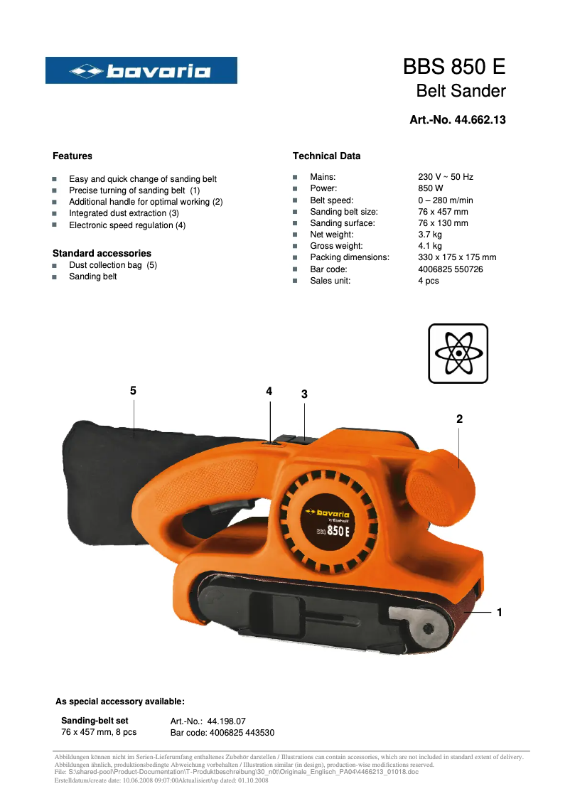 Imagen de la primera página del manual del dispositivo BBS 850 E