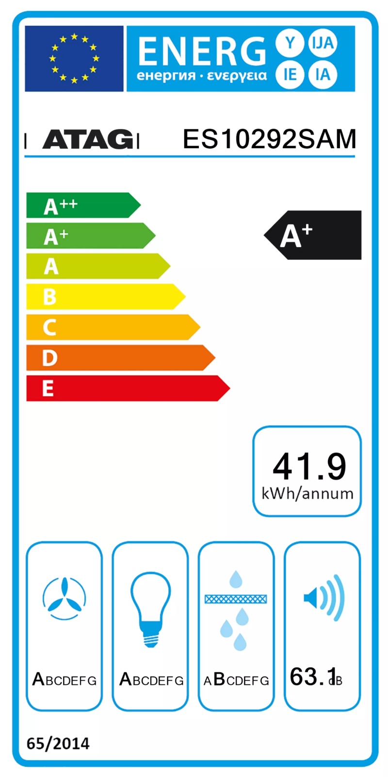 Página 1 del manual Etiqueta energética Atag ES10292SAM